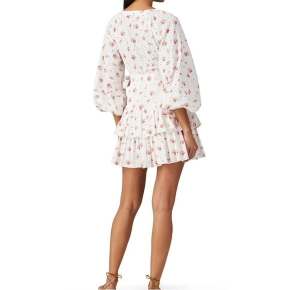 Maia Bergman Ines Floral Eyelet Wrap Mini Dress Size L - Picture 3 of 16